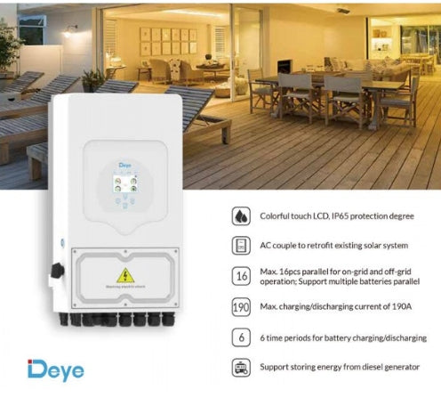 Deye 8kW Smart Hybrid Inverter Solar Panels 17.4kWh Battery